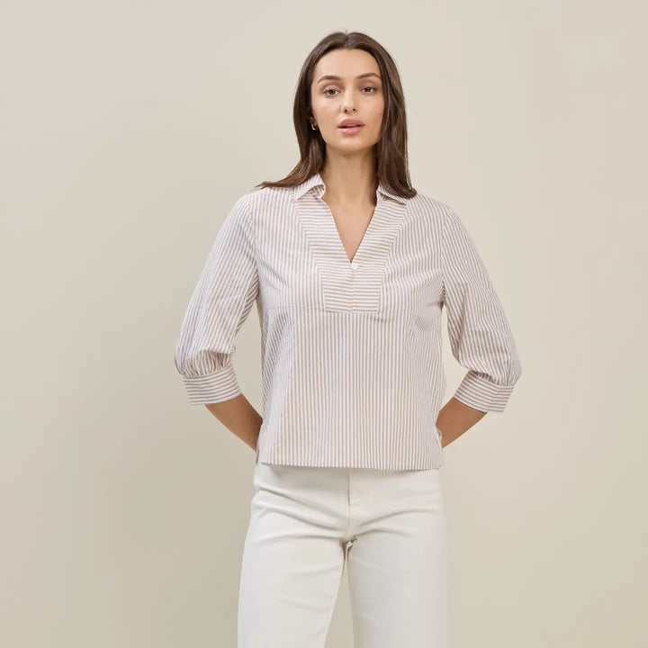 STRIPE 3/4 SLEEVE BLOUSE