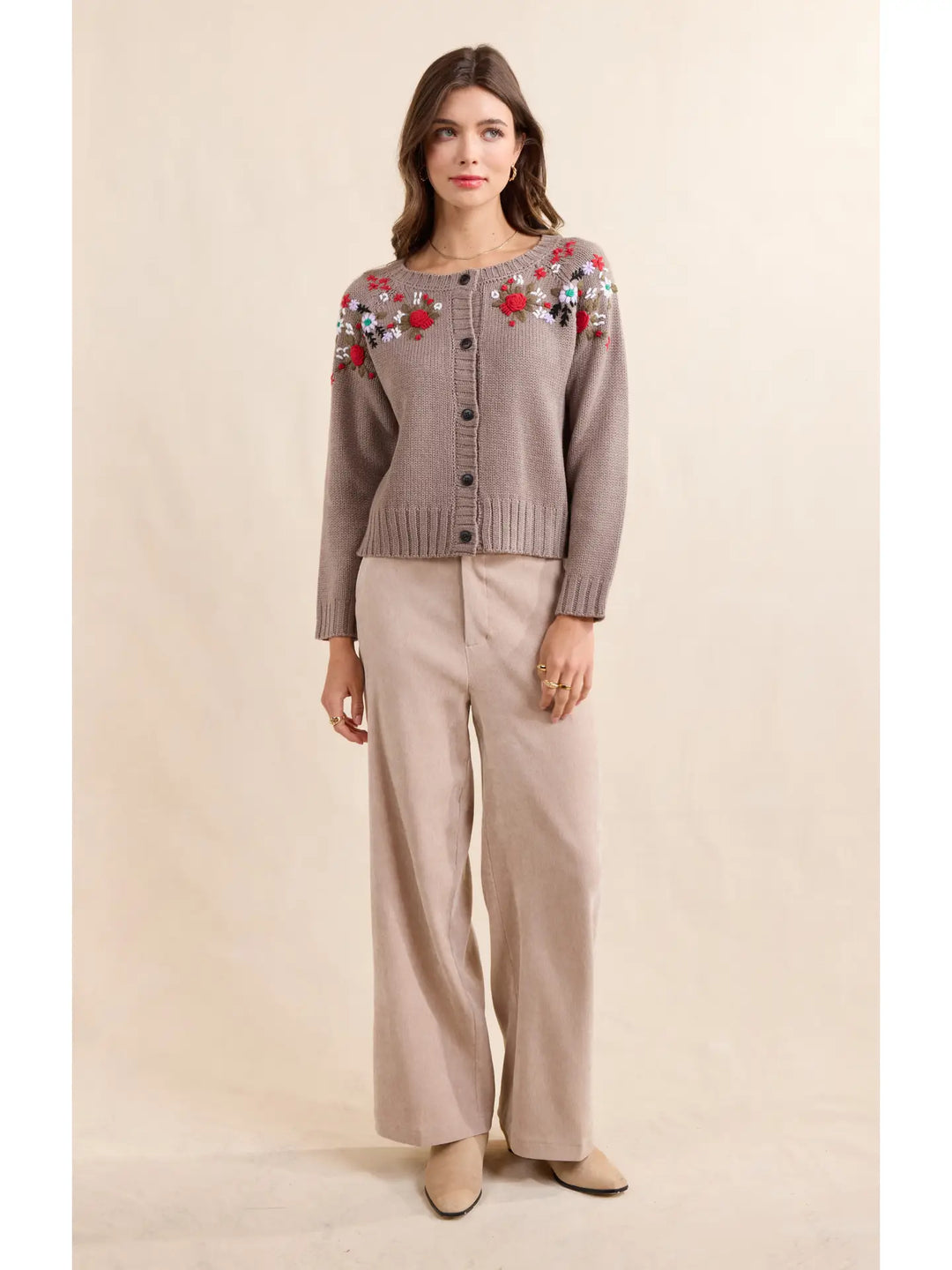 SABLE FLORAL EMBROIDERED CARDIGAN