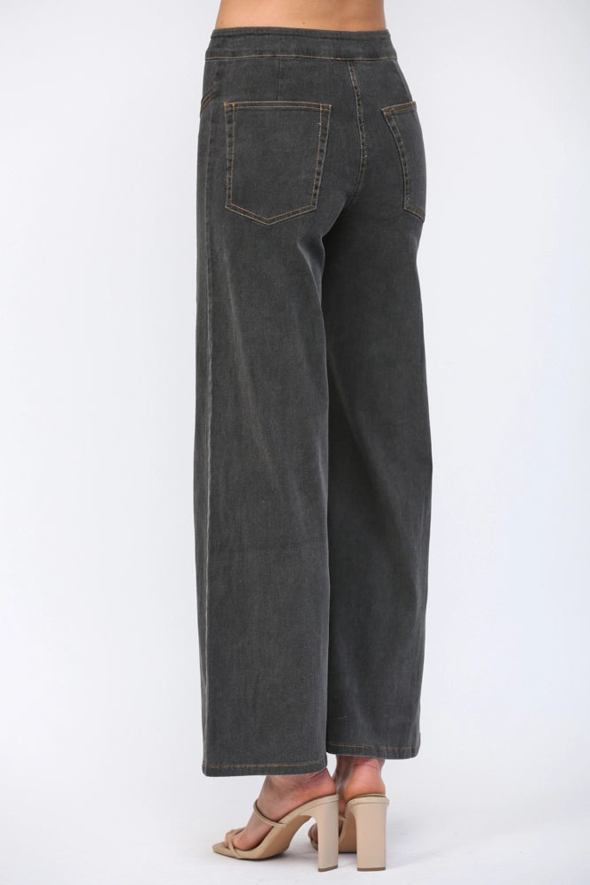 CONTRAST HIGH-WAISTED FLARE PANTS