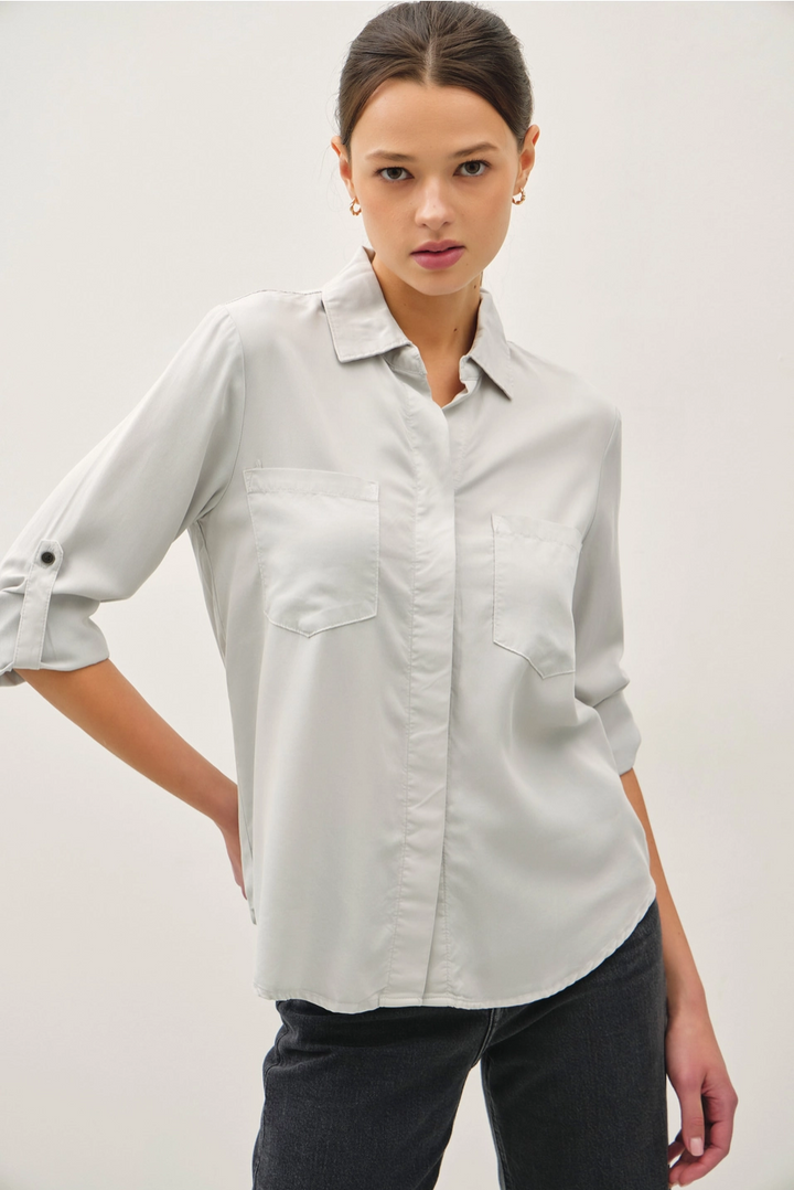 TENCEL ROLLED CUFF SHIRT