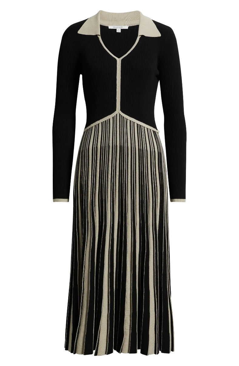 LONG SLEEVE V-NECK SWEATER DRESS