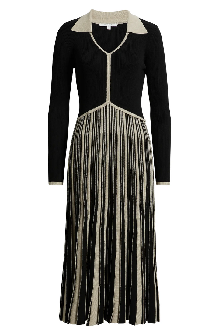 LONG SLEEVE V-NECK SWEATER DRESS