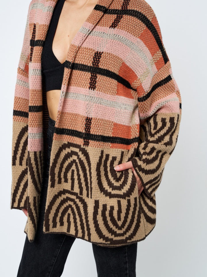 IRENE ABSTRACT PRINT KNIT CARDIGAN