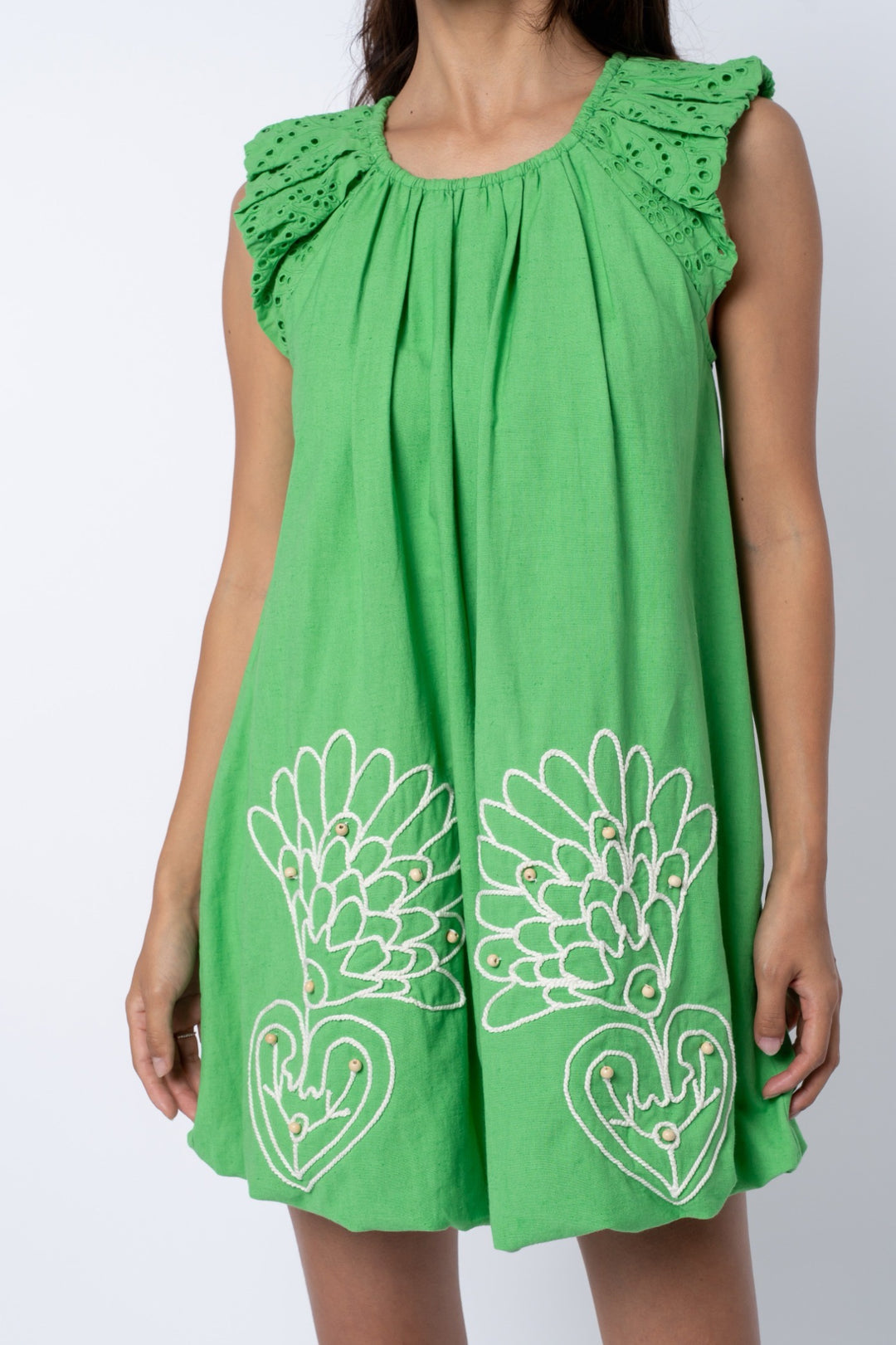 CHELI EMBROIDERED FLOWER MINI DRESS