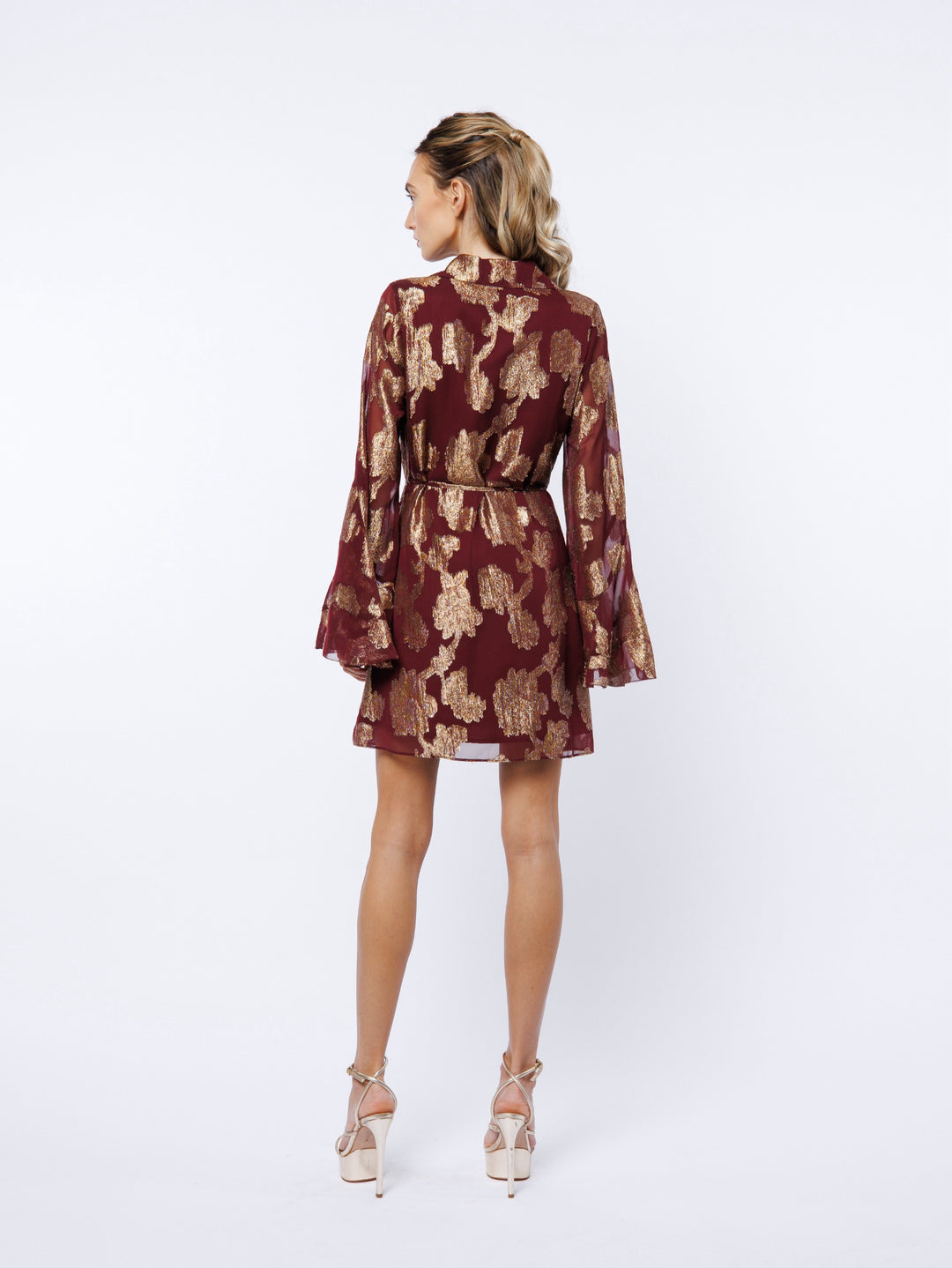 ESTRADA CASCADE BELL SLEEVE MINI DRESS