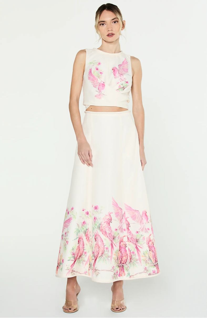 TALLIS BIRD PRINT MAXI SKIRT