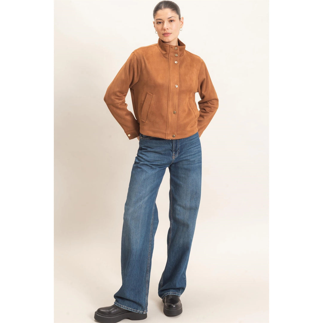 COLLAR SUEDE SNAP JACKET
