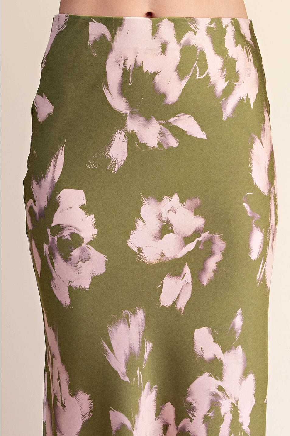SATIN MIDI SKIRT WITH WAIST ELASTIC BAND