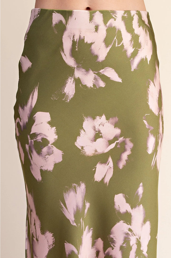 SATIN MIDI SKIRT WITH WAIST ELASTIC BAND
