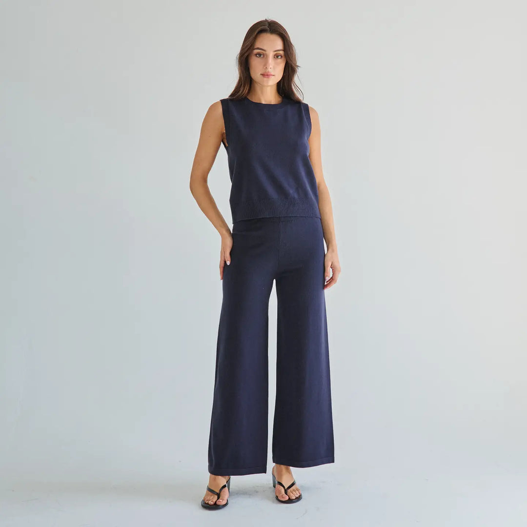 OPEN BACK DETAILED SWEATER TOP &amp; PANTS SET