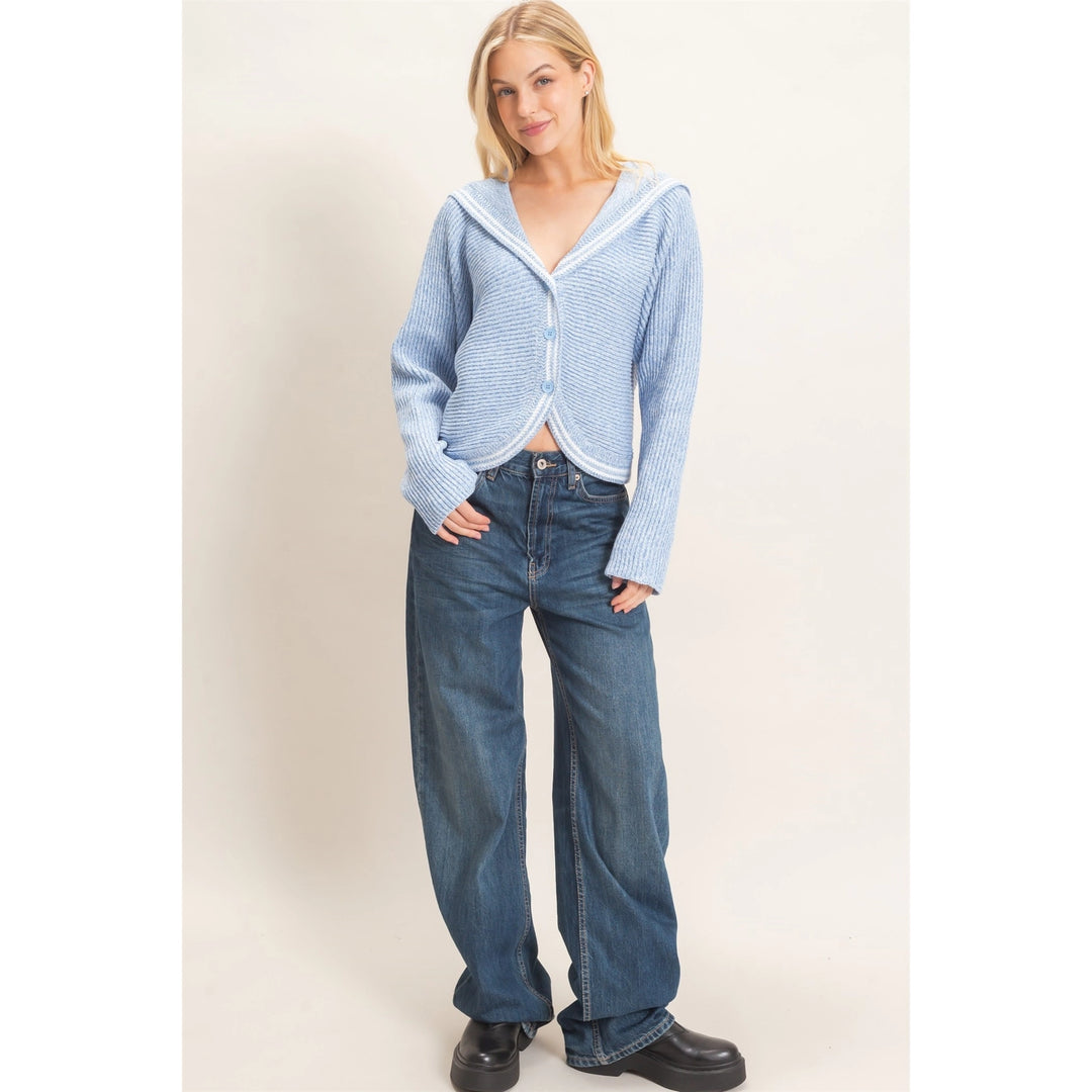 RIBBED BUTTON-UP CARDIGAN