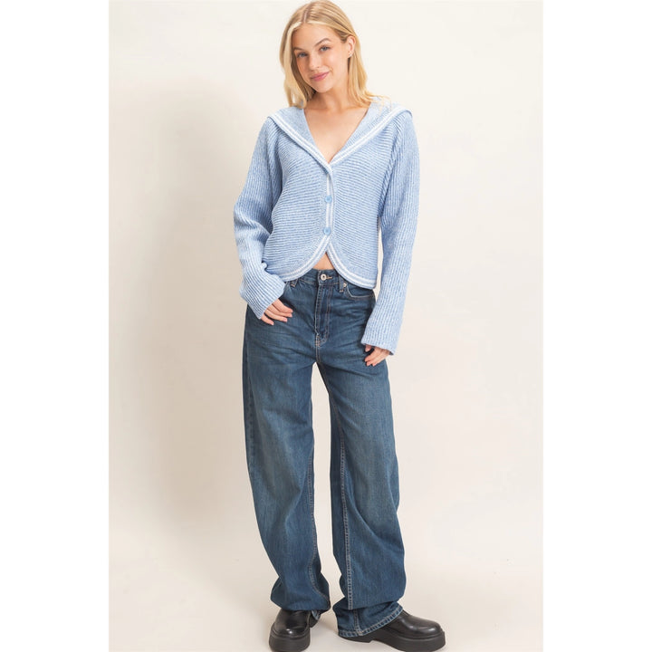 RIBBED BUTTON-UP CARDIGAN