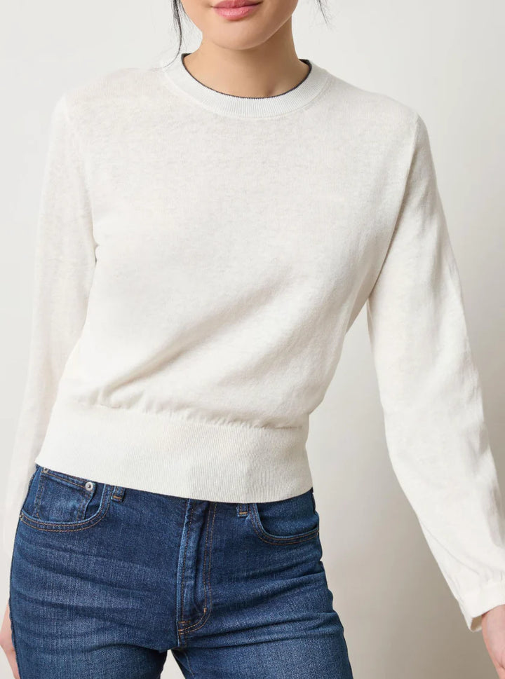 PLEATED SLEEVE CREWNECK SWEATER