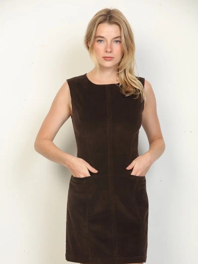 MINI DRESS WITH TWO FRONT WELT POCKETS