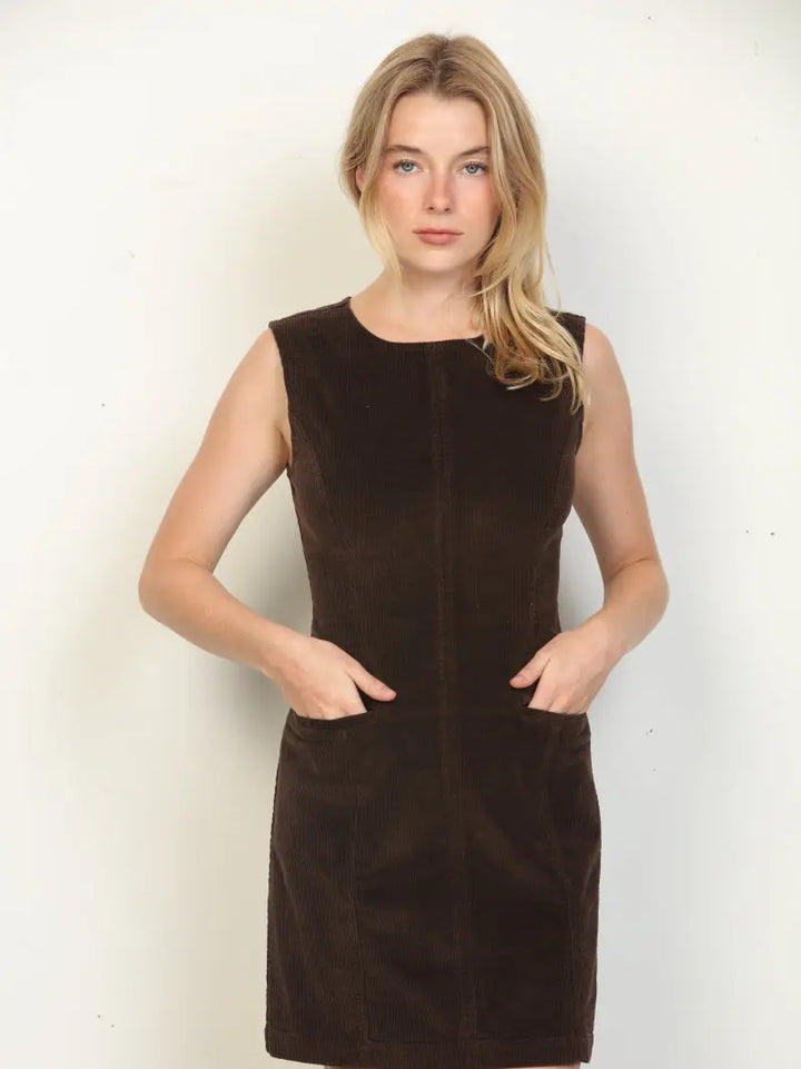 MINI DRESS WITH TWO FRONT WELT POCKETS