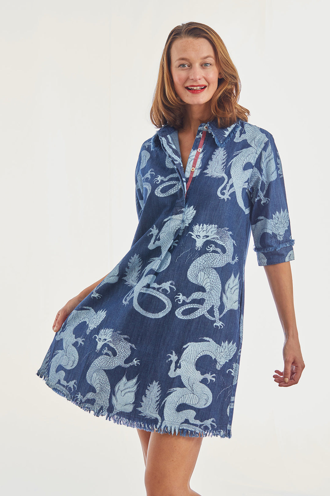 Chatham Dress Denim with All over print