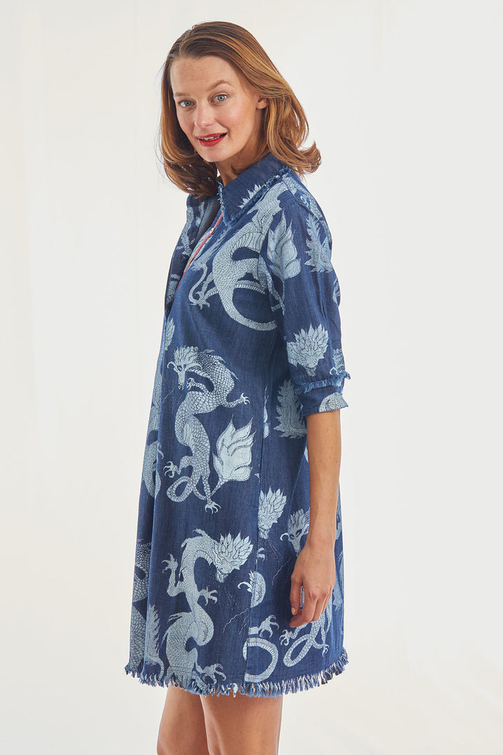 Chatham Dress Denim with All over print