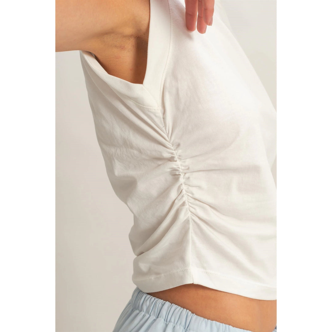 RUCHED WAIST SLEEVELESS COTTON TOP