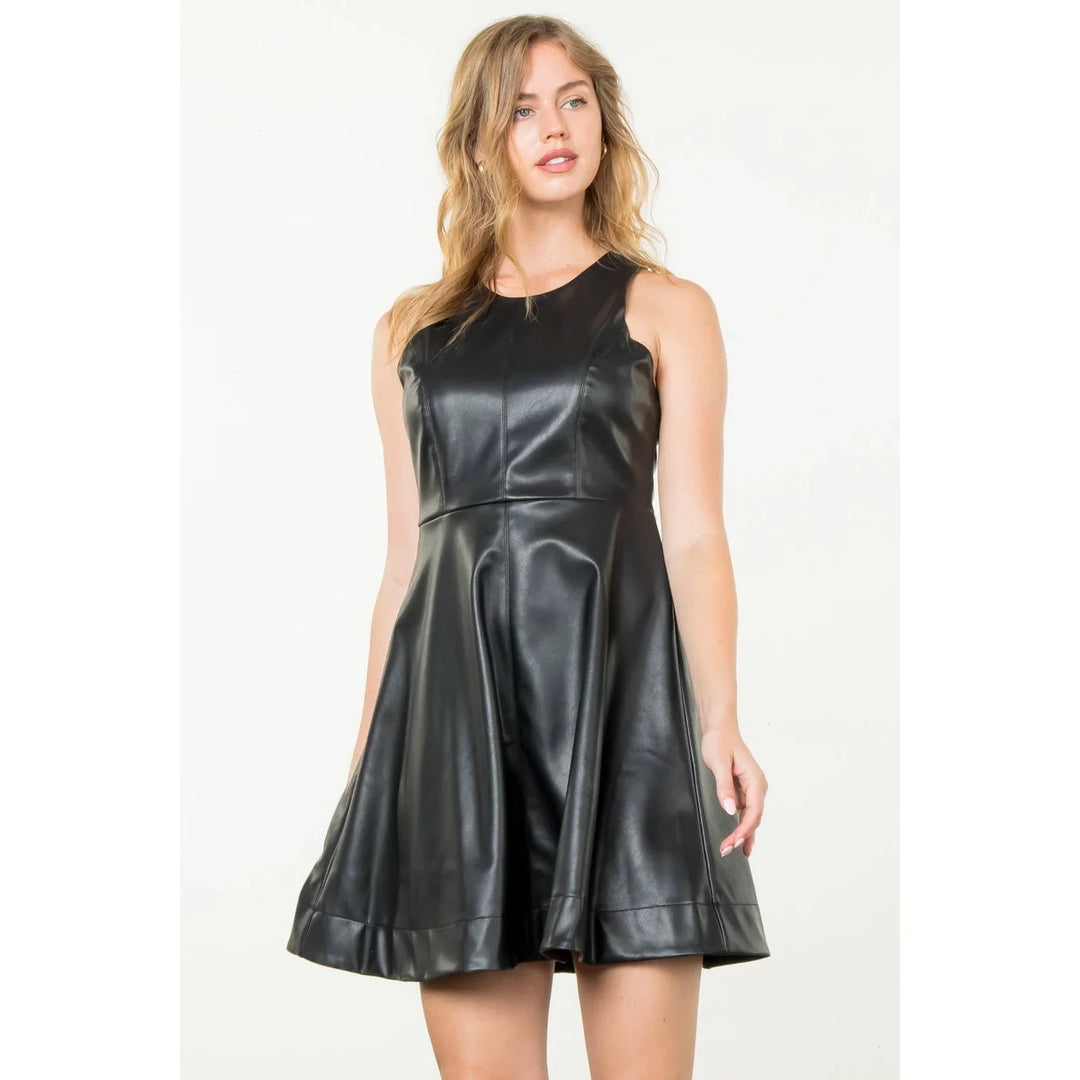 SLEEVELESS LEATHER DRESS