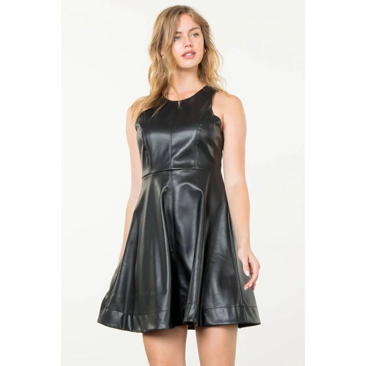 SLEEVELESS LEATHER DRESS