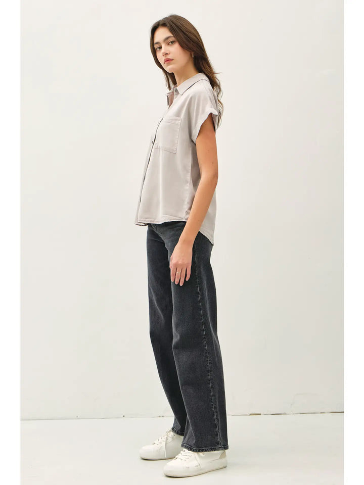 TENCEL DOLMAN SLEEVE BUTTON DOWN SHIRT