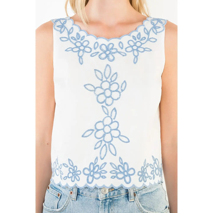 FLORAL EMBROIDERY DETAIL TOP