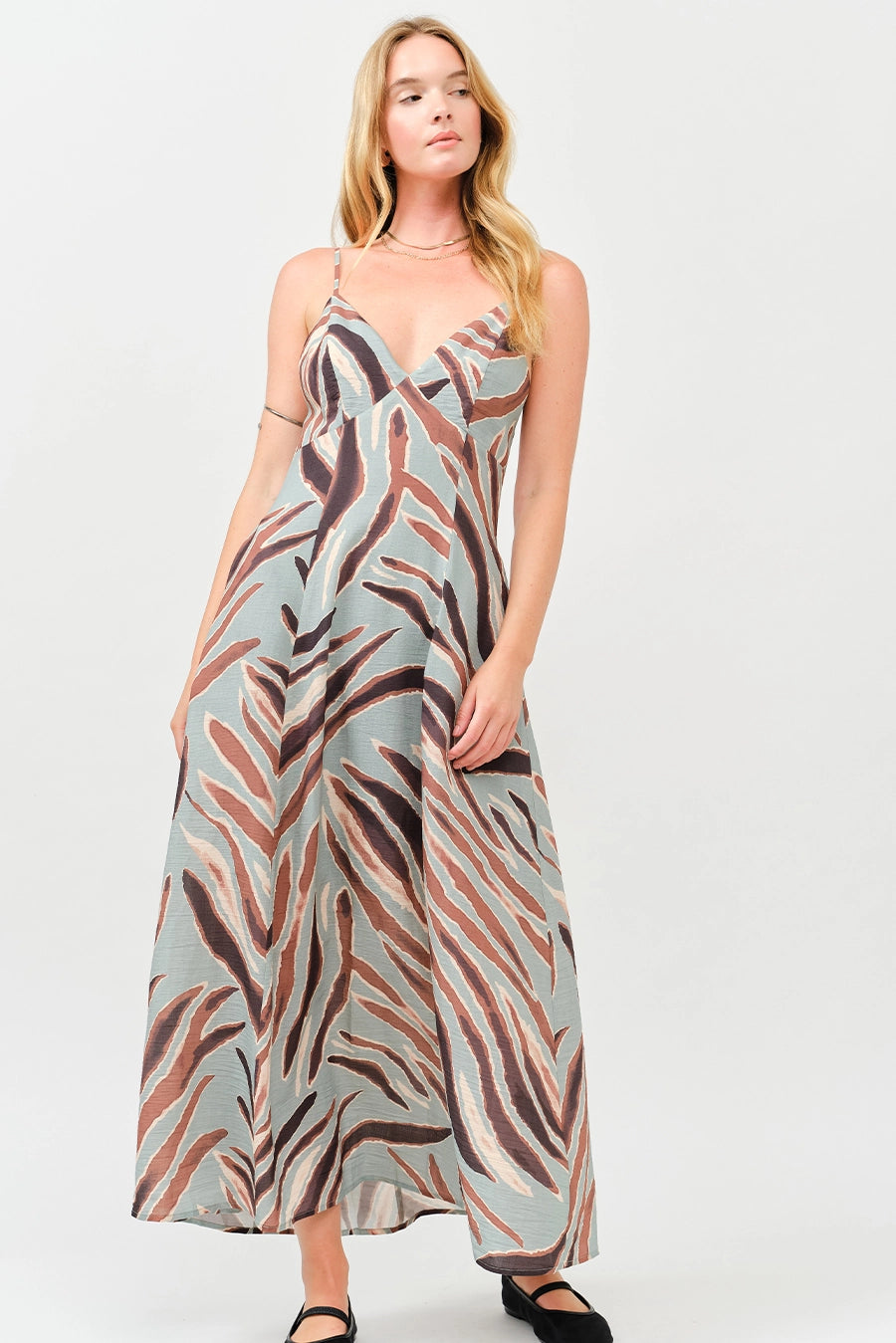 PRINTED OPEN BACK MAXI DRESS