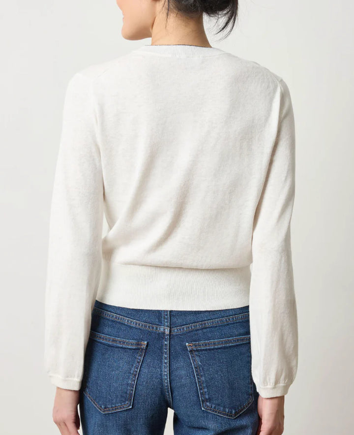 PLEATED SLEEVE CREWNECK SWEATER