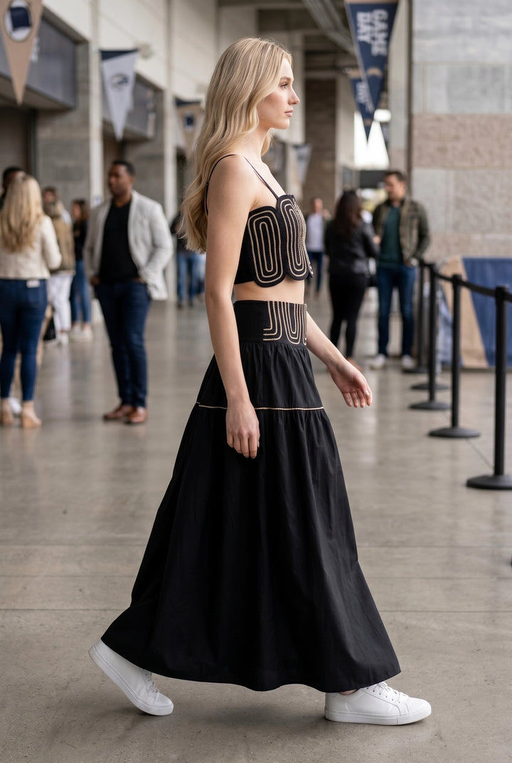 EXCLUSIVE LACE TRIMMED TOP &amp; SKIRT SET