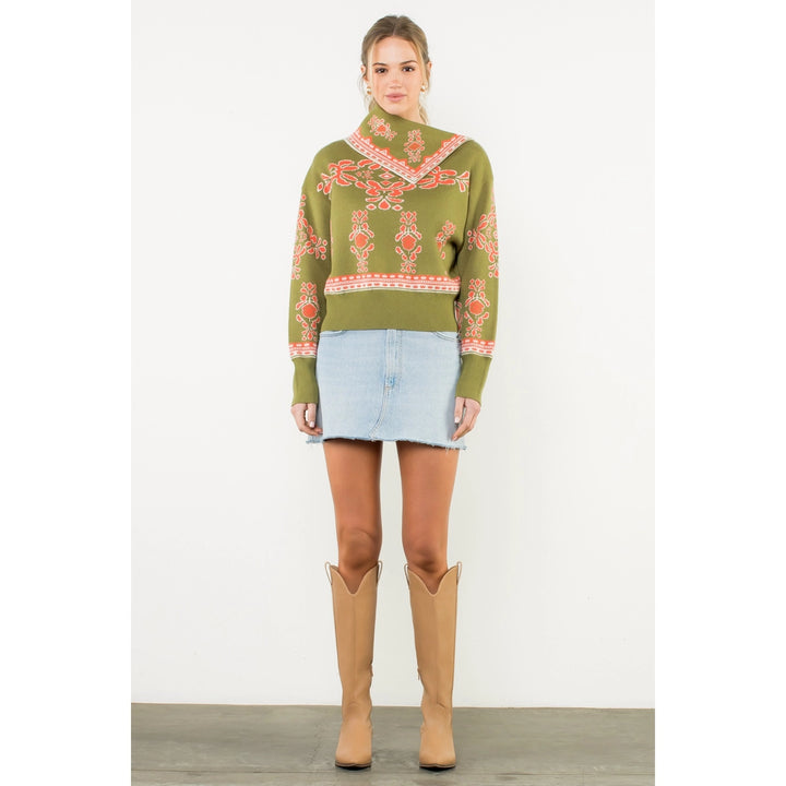 LONG SLEEVE PRINT SWEATER