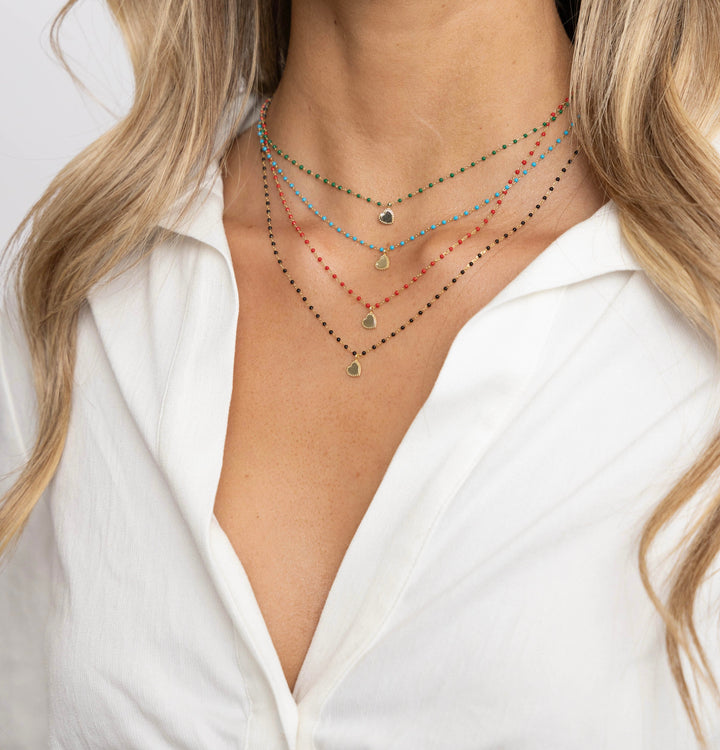 Elsa Mini Heart Necklace Black