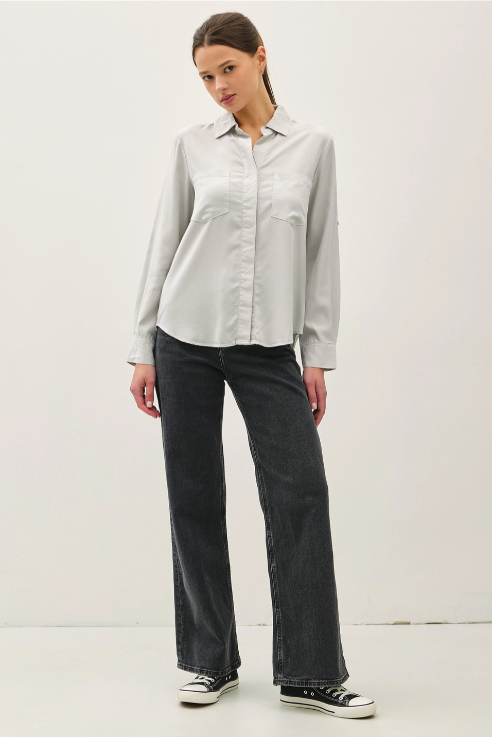 TENCEL ROLLED CUFF SHIRT