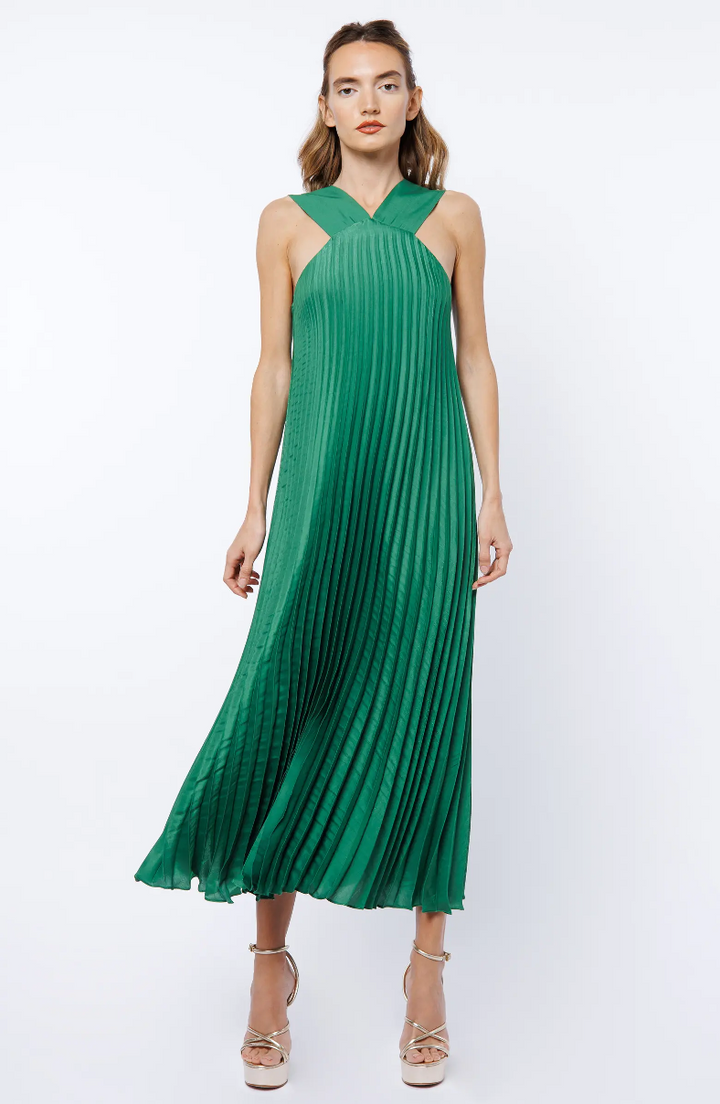 MELISA PLEATED HALTER DRESS