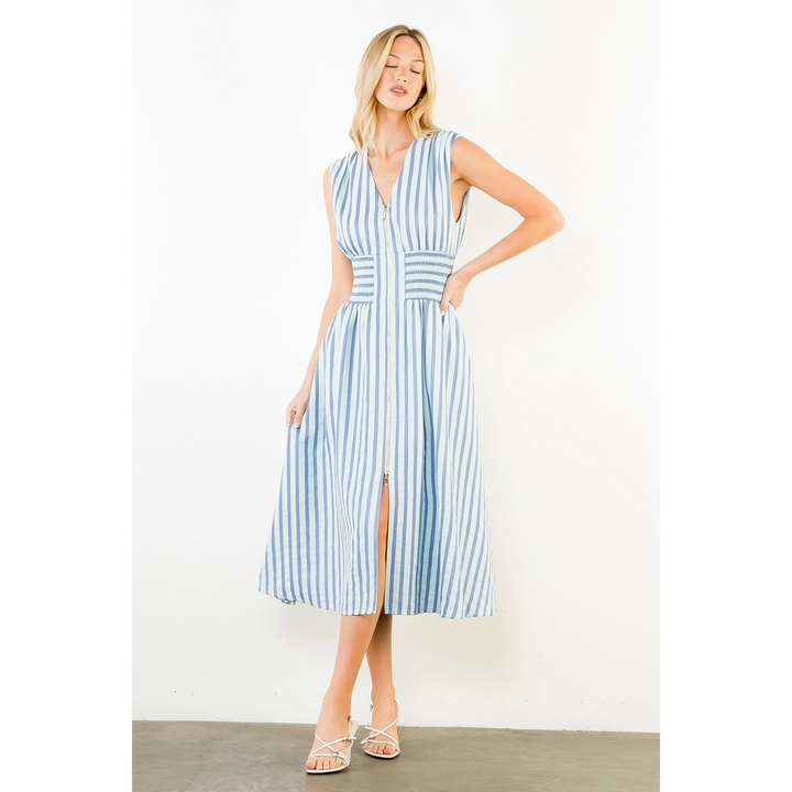 SLEEVELESS STRIPES DRESS