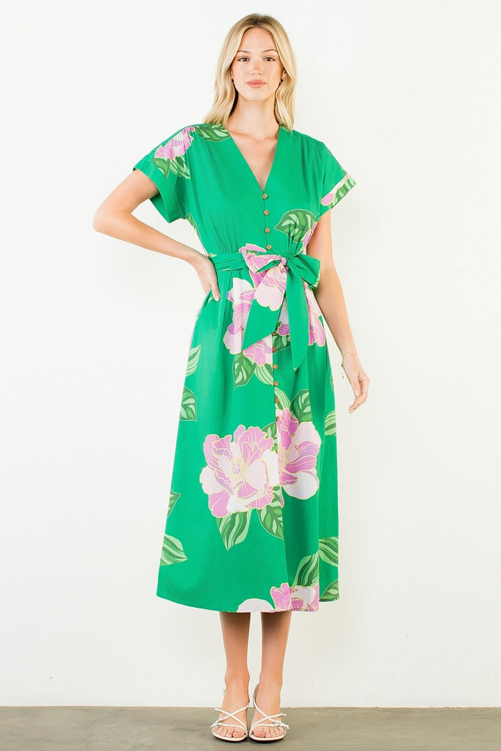 FLORAL PRINT MIDI DRESS