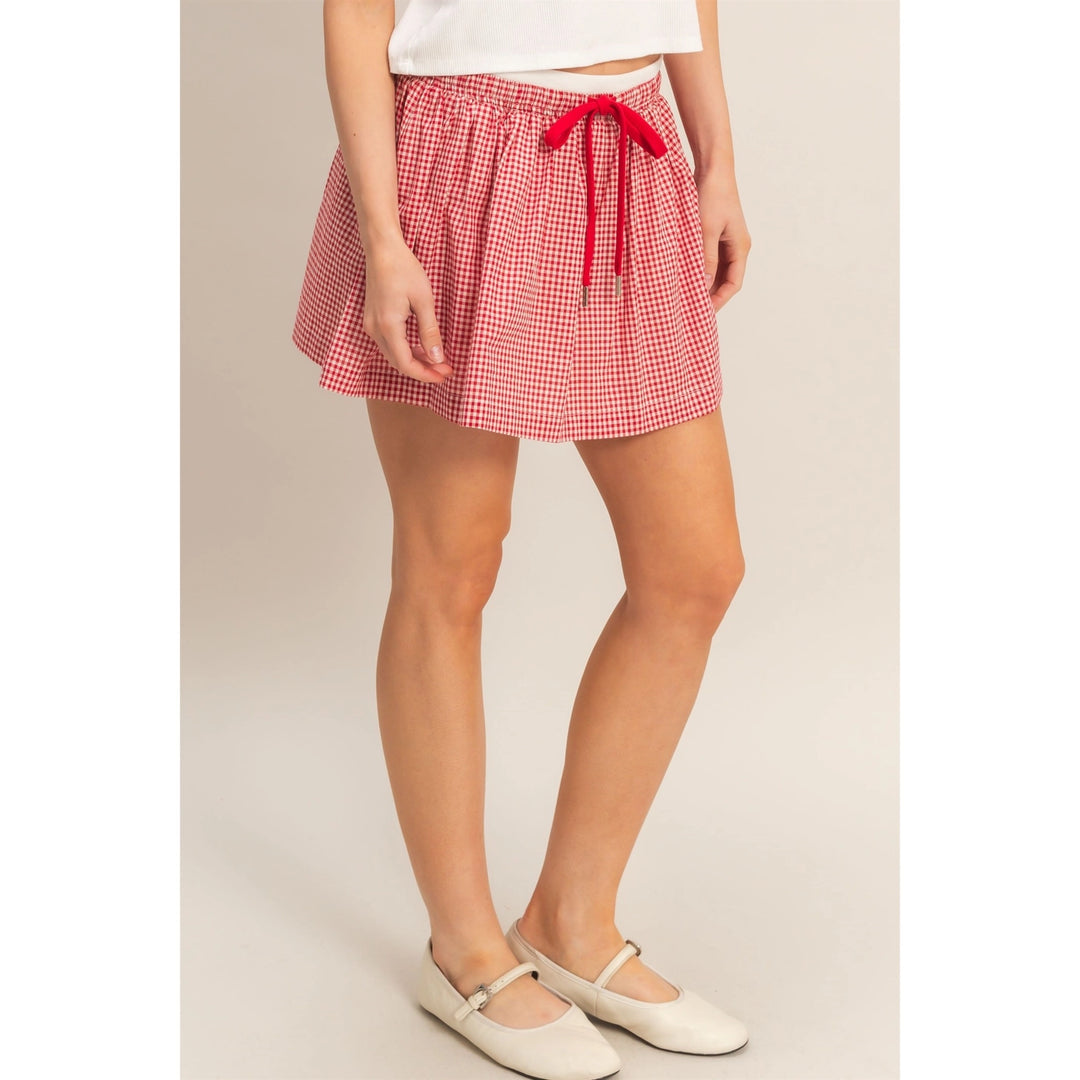 GINGHAM TIE-WAIST SKIRT