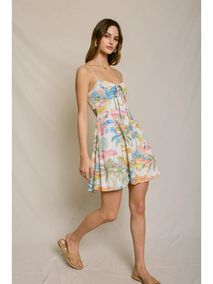 SUMMER SOMEWHERE CUTOUT DETAIL MINI DRESS