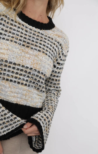 ELLINGTON MIXED YARN BELL SLEEVE SWEATER