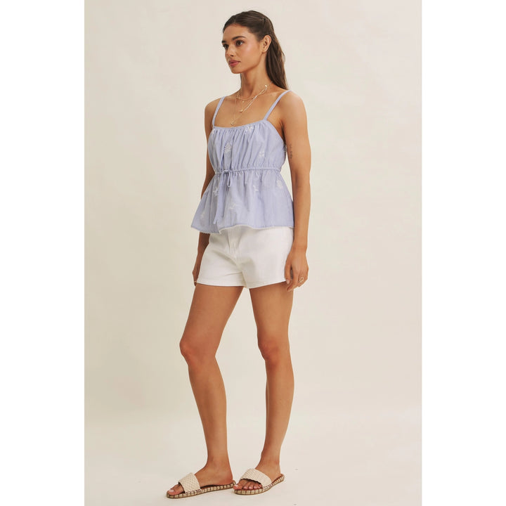 SUMMER TOP IN SEASHEEL STARFISH EMBROIDERY