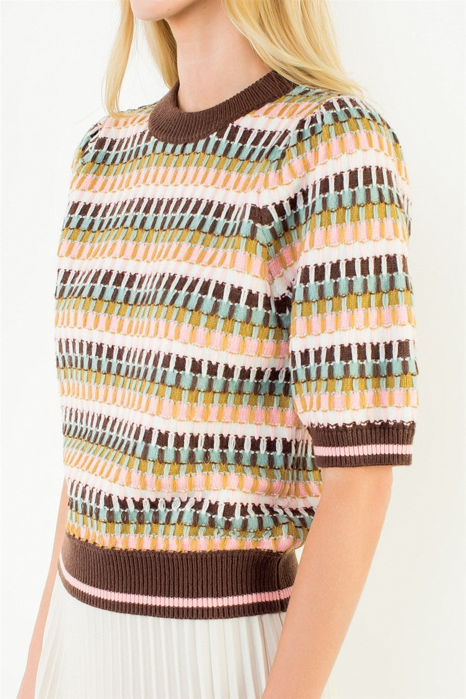 MULTI COLOR STRIPED KNIT TOP