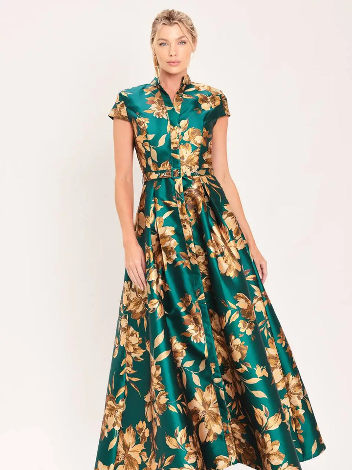 A PRINTED WOVEN MAXI DRESS