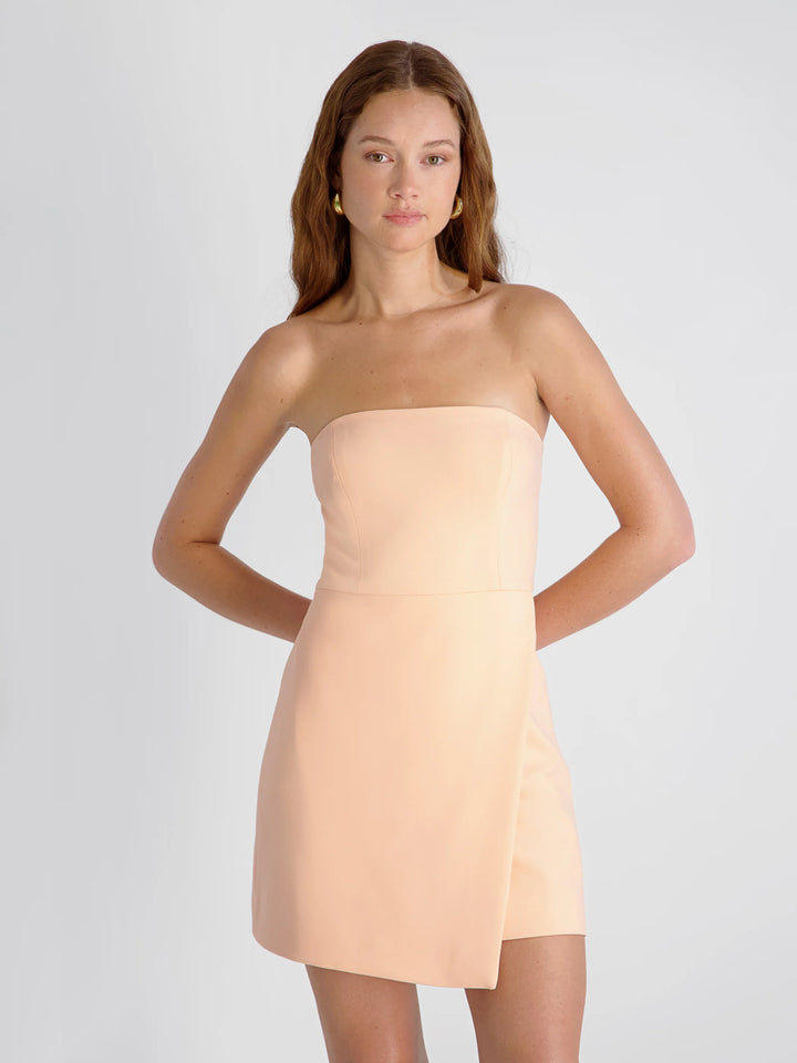 WHISPER STRAPLESS SLIT MINI DRESS