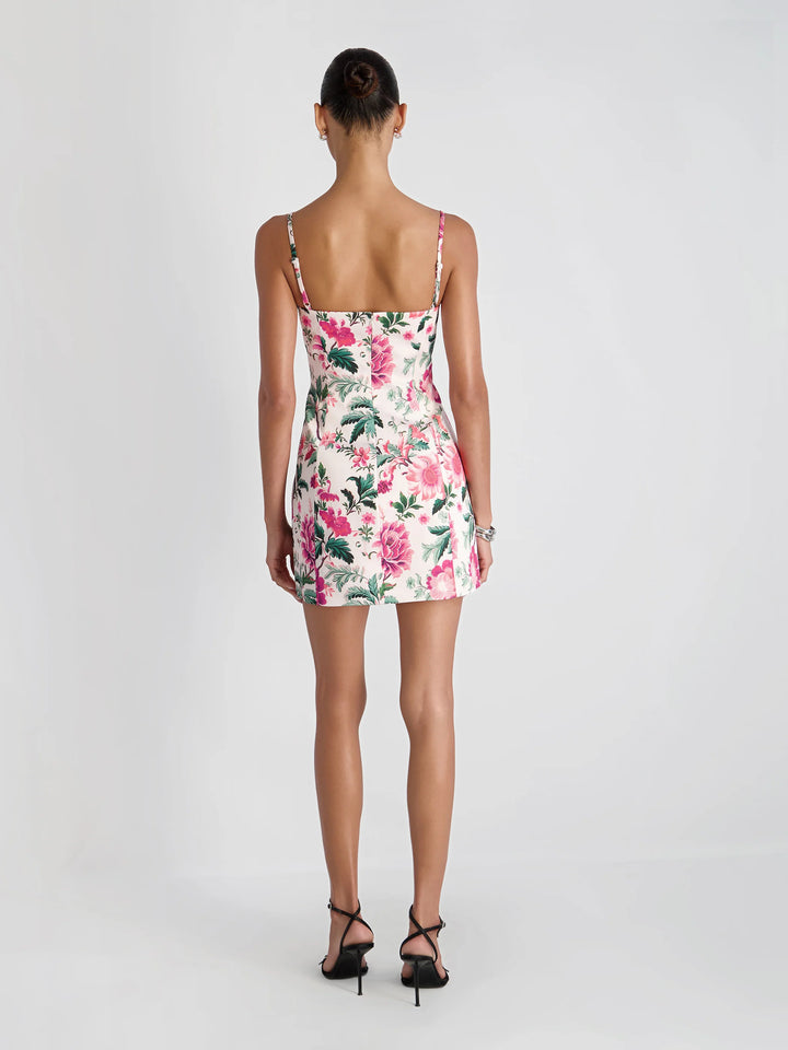 YORK SATIN CHRISTA FLEUR MINI DRESS