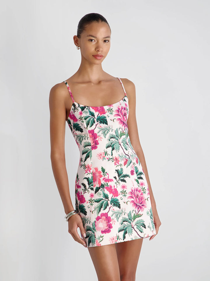 YORK SATIN CHRISTA FLEUR MINI DRESS