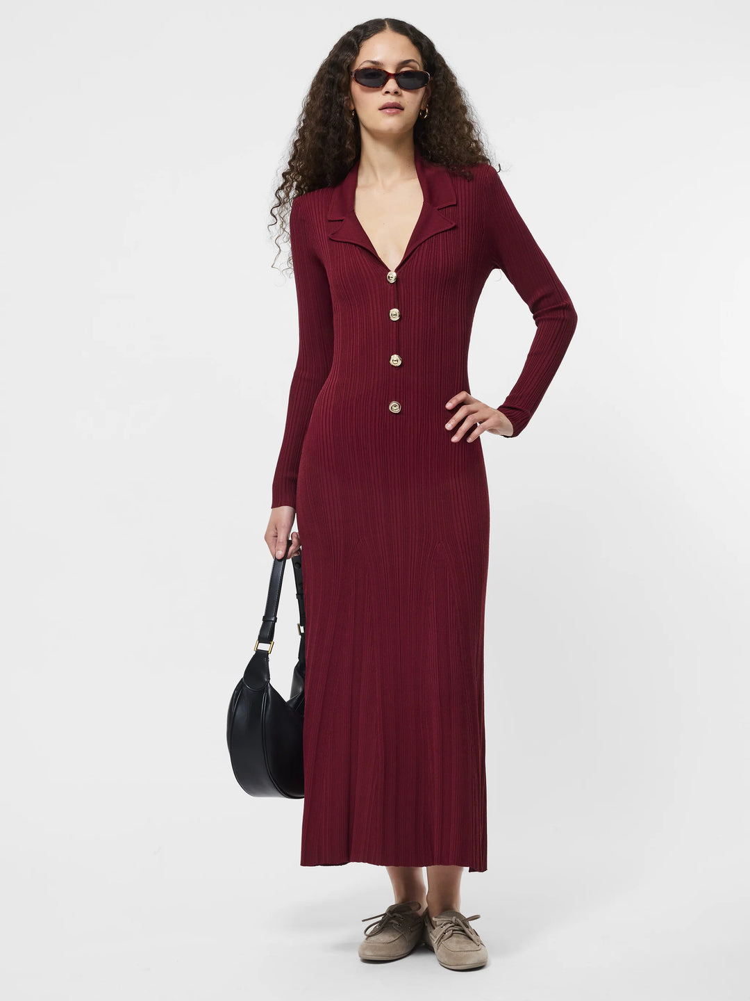 long sleeve crinkle dress TOTEME - Crinkled Knit long-sleeve Dress Black - S