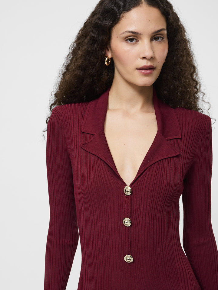 CRINKLE KNIT LONG SLEEVE MAXI DRESS