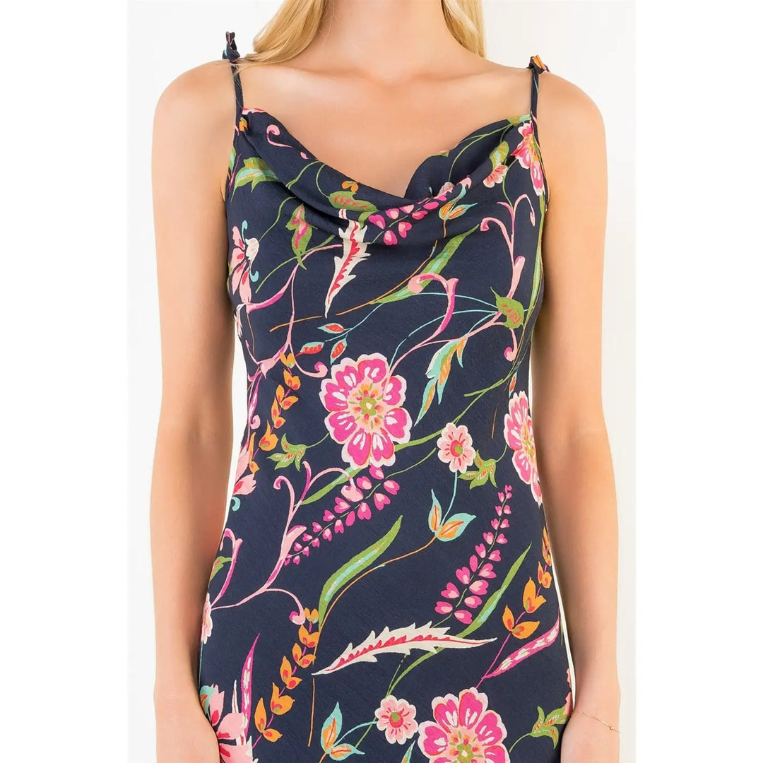 TIE STRAP FLORAL PATTERN DRESS