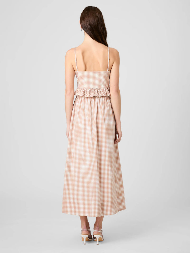 LILAH STRETCH COTTON GINGHAM TOP