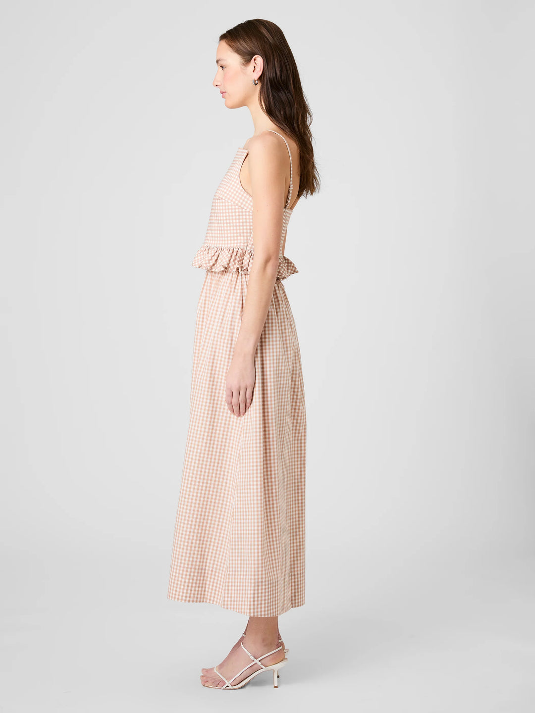 LILAH STRETCH COTTON GINGHAM TOP