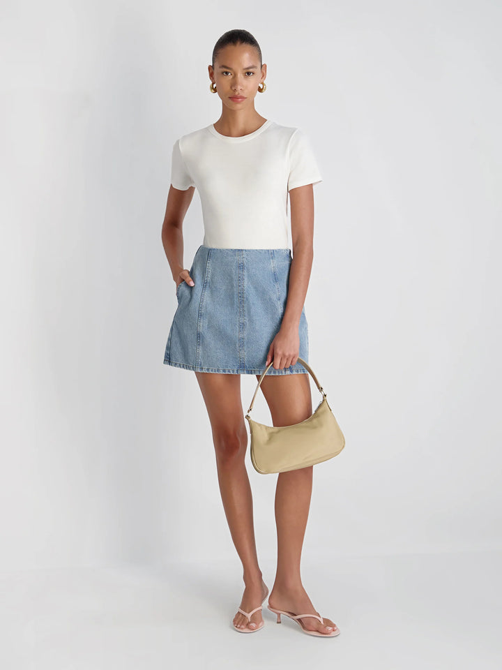 90S DENIM MULTI SEAM MINI SKIRT